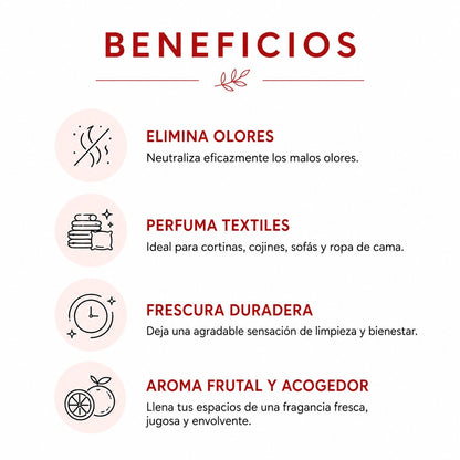 Ambientador Spray Textil Eliminador de Olores - FRUTOS ROJOS