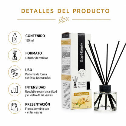 Difusor de Varillas - Mikado Black Edition - VANILLA COOKIES